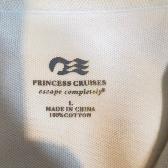 Princess Cruises Emerald Princess Polo Shirt Men L White Embroidered Logo Cruise - Picture 2 of 8